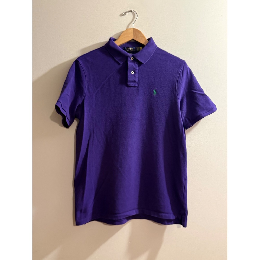 Polo Ralph Lauren Mens Classic Fit Purple Short Sleeve Polo Shirt L Green Pony